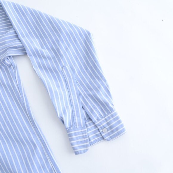 Vintage 90s L.L. Bean Blue & White Stripe Button-Down Chambray Dress Shirt 16-36 - Picture 4 of 10